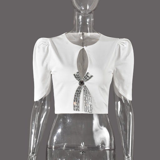Title 15, Womens Dignified Hollow Rhinestone Zipper Puff...