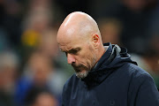 Manchester United manager Erik ten Hag looks dejected during the UEFA Champions League match against F.C. Copenhagen.