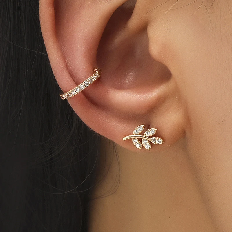 Geometrische Oorclip Blad Oorclip voor Dames Zonder gaatjes Trendy Design Comfortabele Pasvorm Stijlvolle Oorsieraden