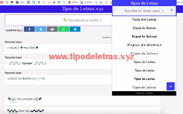 Tipos de Letras chrome extension