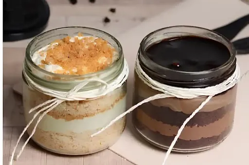 Chocolate Mousse & Butterscotch Cake In Jar [2 Piece]
