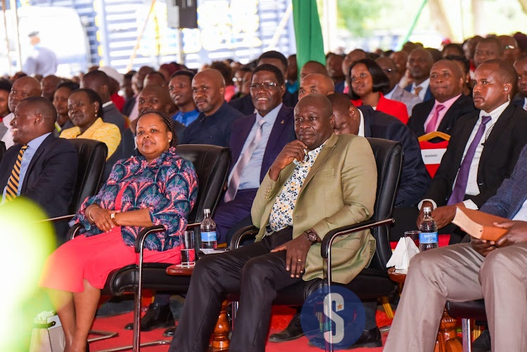 Deputy President Rigathi Gachagua during a prayer and thanksgiving service at Kerugoya Stadium on January 22, 2023.