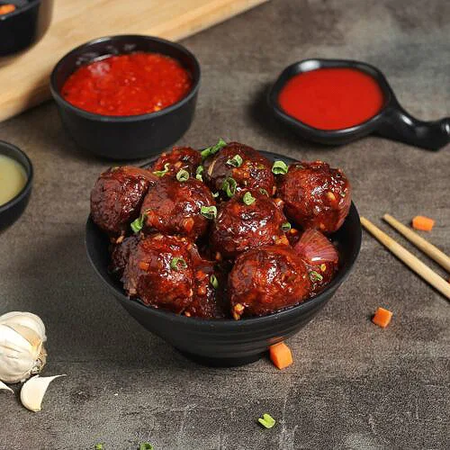 Veg Manchurian Balls In Hot Garlic Sauce Dry