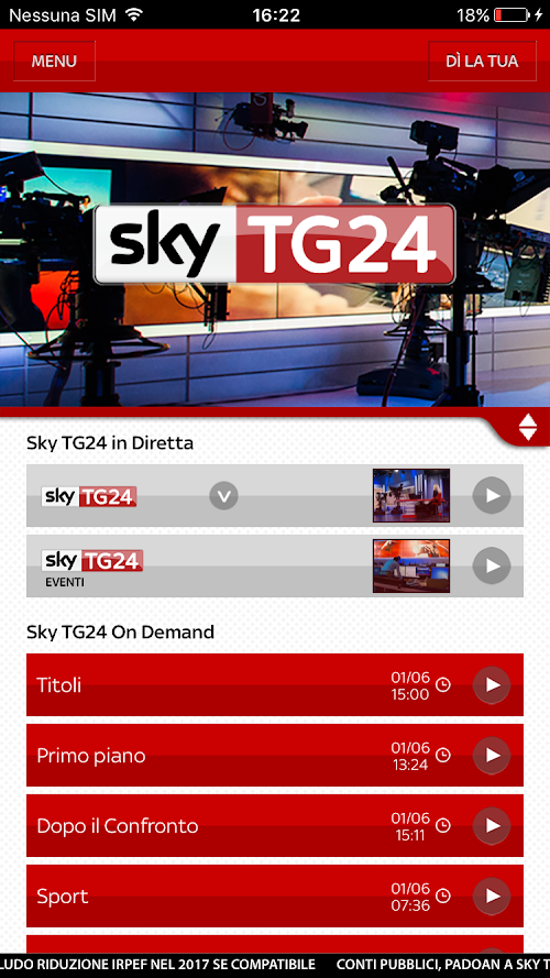Android application Sky TG24 screenshort
