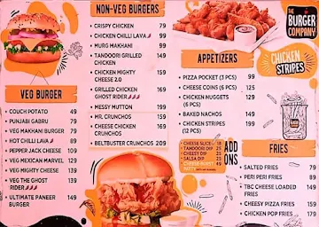 The Burger Company menu 