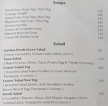 The Village Cafe & Restaurant menu 