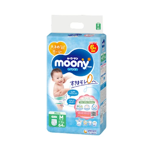 Tã quần Moony Gói Đại M58 (58 Miếng) cộng 6 miếng cùng loại