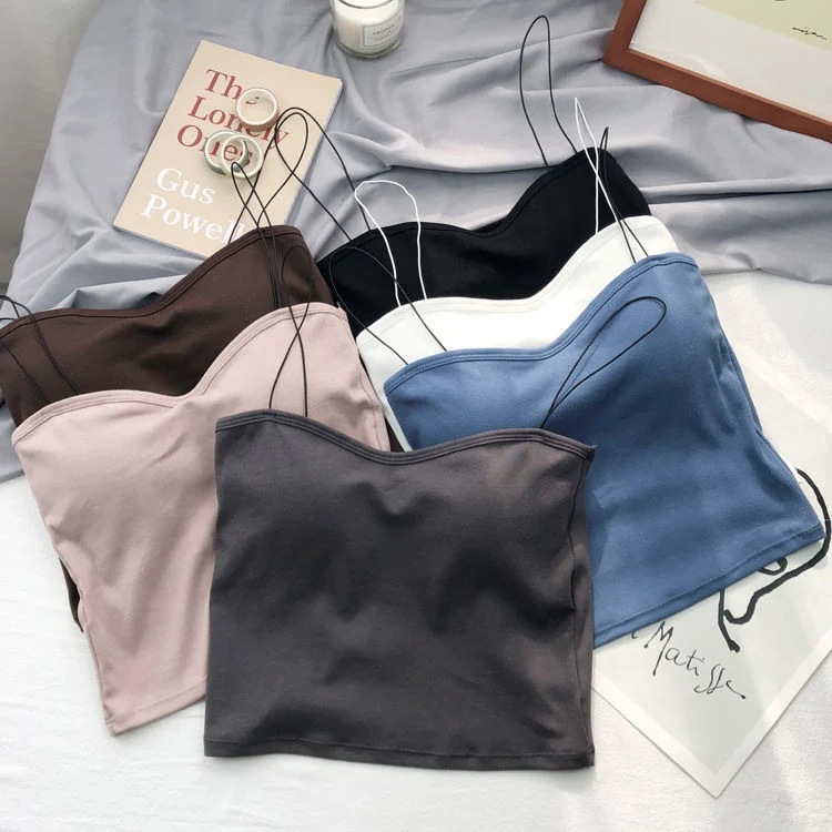 Dames dunne tube top vest van katoen met draad, lichtgewicht en ademend. Perfect voor de zomer, ideaal als mouwloze top of onderkleding.