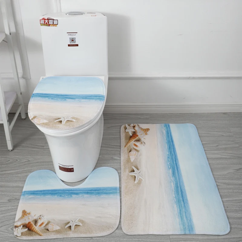 Tapete de chão para banheiro com impressão 3D de mundo subaquático, antiderrapante e absorvente, um oceano no seu vaso sanitário.
