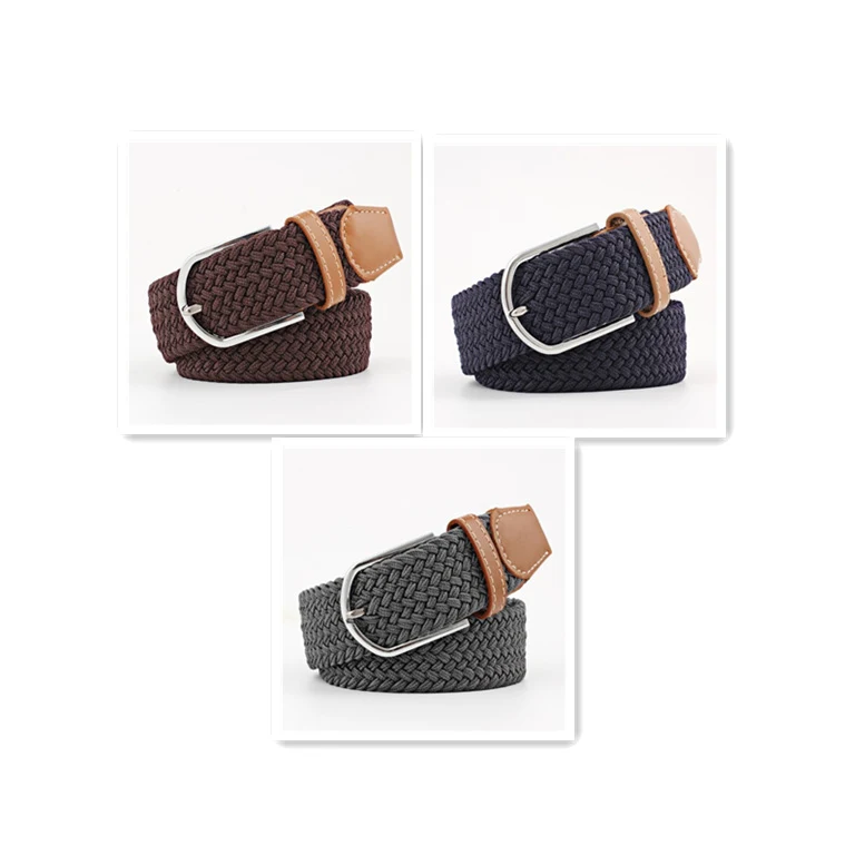 Cinturón de lona para mujer, ideal para estudiantes. Pantalones casuales con hebilla de aguja trenzada y elástico. Cómodo y versátil.