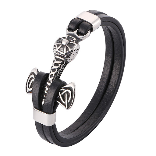 Title 9, Bracelet de cordon en cuir en acier inoxydable ...