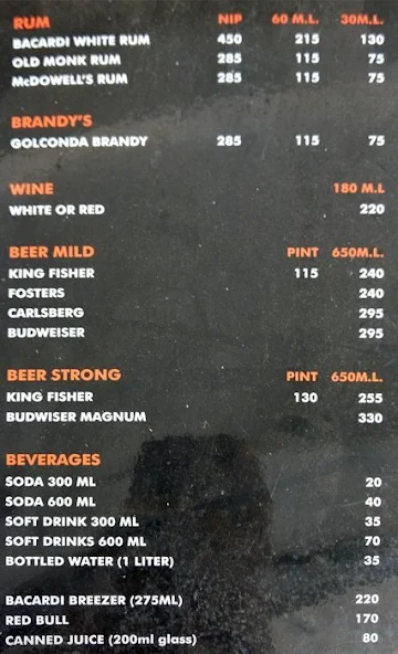 Golden Bar menu 