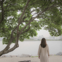 Girl looking at the lake