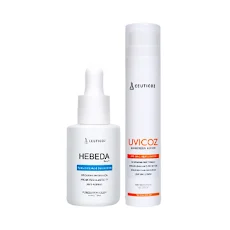 Combo Serum Cấp Ẩm Sâu, Chống Lão Hóa Ceuticoz Hebeda Hyaluronic Acid 30ml & Kem Chống Nắng Dưỡng Trắng Bảo Vệ Chống Ánh Sáng Xanh Ceuticoz Uvicoz Lotion SPF50+ PA++++ 50ml_HAPPYSKIN