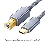 Cáp Chuyển Type C Sang Máy In, Máy Fax, Dac Usb 2.0 Type B Dây Bện Dù Cao Cấp Dài 2M Đầu Mạ Vàng