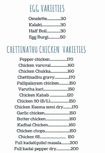 Sree Saravana Bhavan menu 