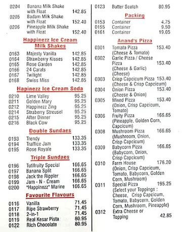 Anand Restaurant menu 