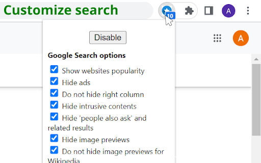 Websites ranks and Google search options