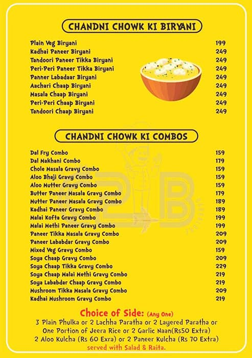 Chandni Chowk 2 Bangalore menu 