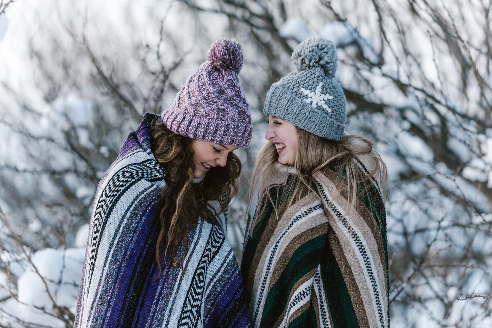 Winter blankets as decorations