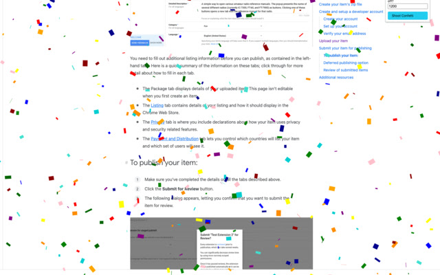 confetti-a-page chrome extension