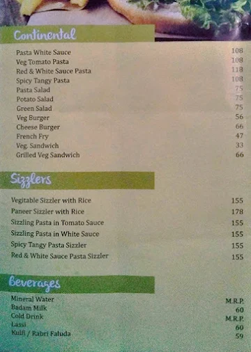 Mangal Sweets menu 