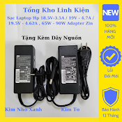 Sạc Laptop Hp 18.5V - 3.5A / 19V - 4.7A / 19.5V - 4.62A , 65W - 90W Adapter Zin Đầu Kim To Và Kim Nhỏ Xanh Tặng Kèm Dây