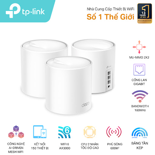 Hệ thống WiFi 6 Mesh Cho Gia Đình AX3000 TP-Link Deco X50 (3-pack)