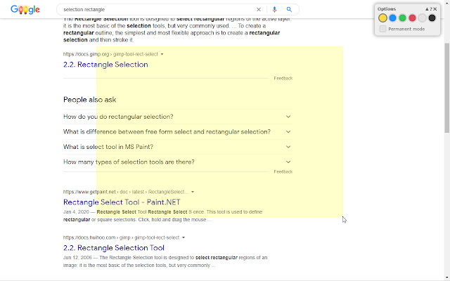 Selection Rectangle Highlighting chrome extension