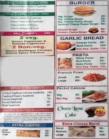 The Friends Pizza menu 