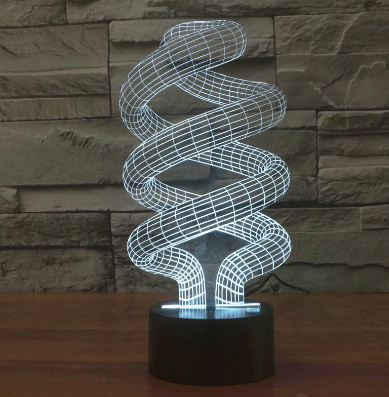 Lâmpada de sonho tridimensional espiral, luz noturna romântica e criativa. Iluminação de baixo consumo, visão única e ambiente especial.