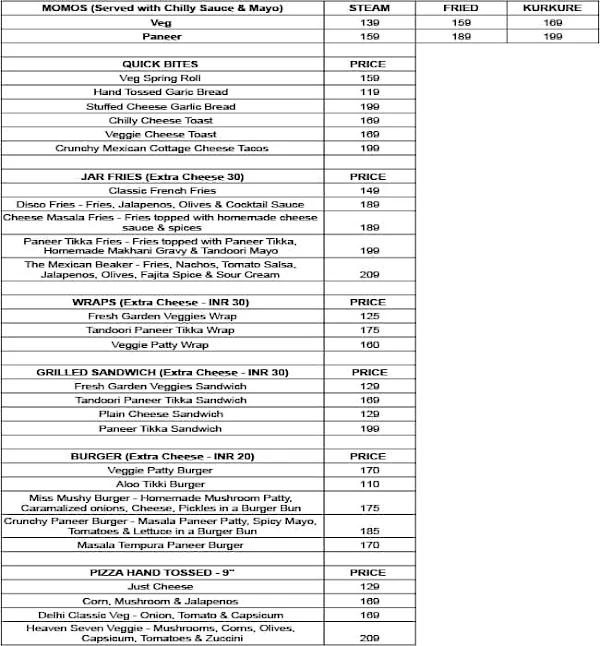 Dough & Cream menu 