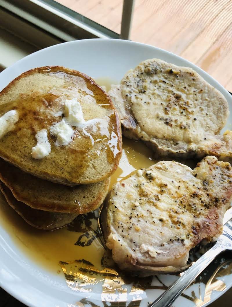 Lemon Pepper Pork Chops & Pancakes For Dinner!