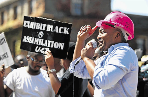 VARSITY BLUES: Chumani Maxwele calls for the removal of Cecil John Rhodes' statue at UCT