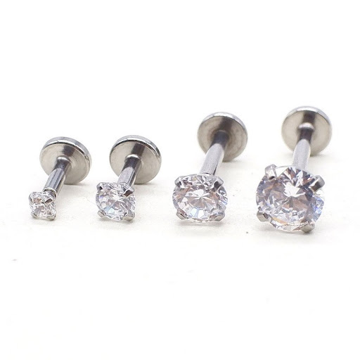 Title 2, Titanium Steel Zircon Internal Teeth Labret Nos...