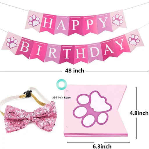 Dog Birthday Bandana Party Set Boy Bandana Triangle Scarf with Cute Birthday Number Hat Banner for Dog Birthday Party Su