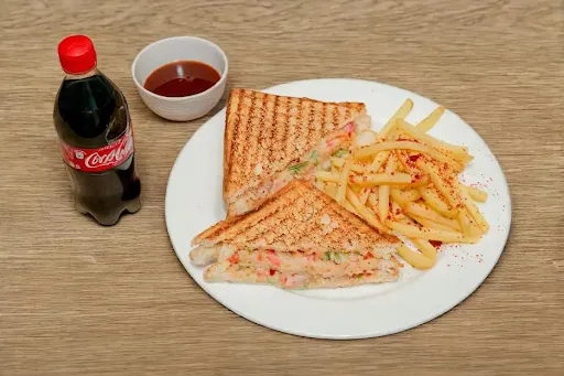 Veg Sandwich With French Fries And Coke