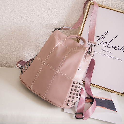 Title 7, New Fashion Lychee Pattern Contrast Color Rivet...