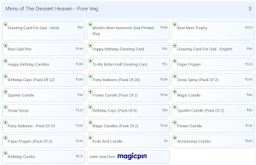 The Dessert Heaven - Pure Veg menu 