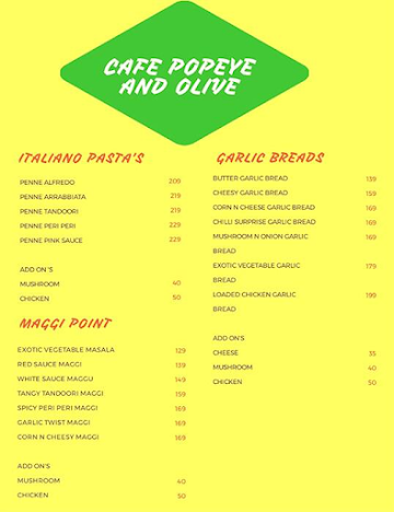 Cafe Popeye And Olive menu 