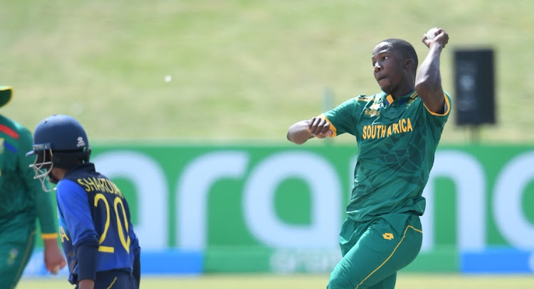 Kwena Maphaka of the Proteas in action during the ICC U19 World Cup 2024 Super Six match against Sri Lanka at the JB Marks Oval in Potchefstroom on Friday. Picture: LEE WARREN