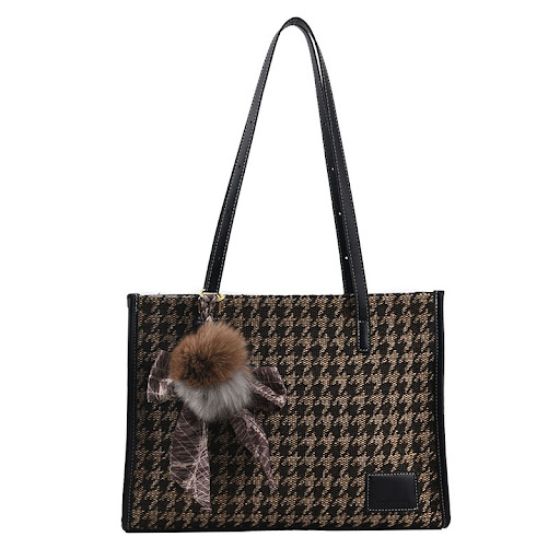 Title 2, Plush Ball Silk Scarf Pendant Fashion Houndstoo...