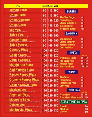 Mg Pizza Burger Point menu 