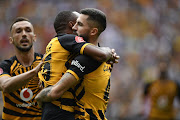 Daniel Cardoso of Kaizer Chiefs celebrates his goal with Samir Nurkovic and Bernard Parker during the Absa Premiership match against Orlando Pirates at FNB Stadium on November 9 2019 in Johannesburg, South Africa. 