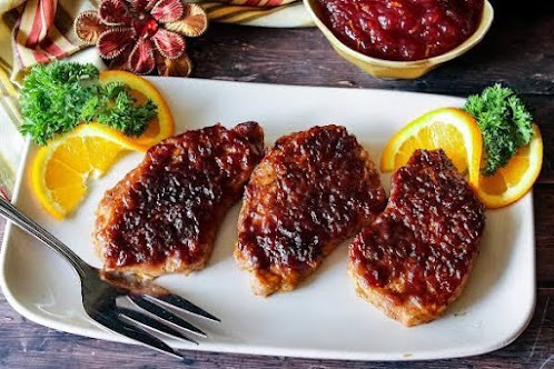 Balsamic Cranberry Orange Glazed Pork Chops