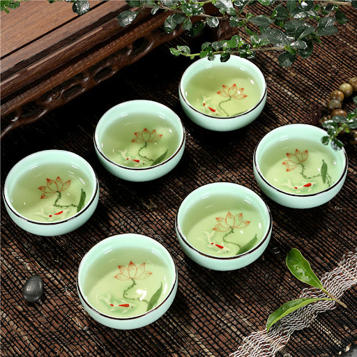 Title 9, Celadon Hand-painted Ceramic Teacup Kung Fu Tea...