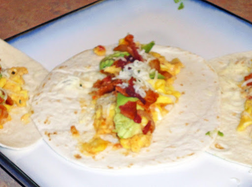 Bacon egg and avocado breakfast tacos