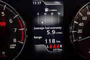 The long-term consumption readout has settled just under 6l/100km.