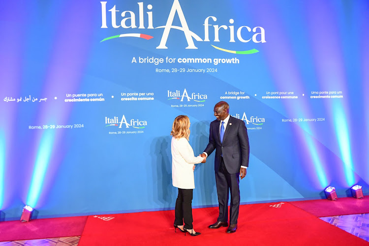 President William Ruto attending the Plenary session of the Italy-Africa summit in Rome, Italy on January 29, 2024.