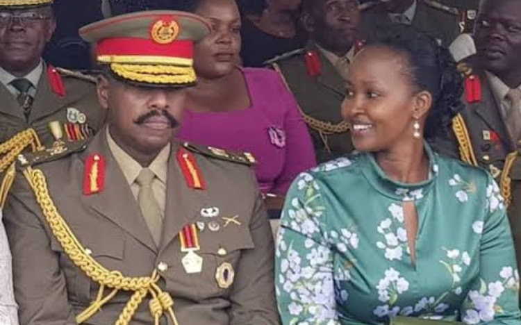 General Muhoozi's wife staring at him